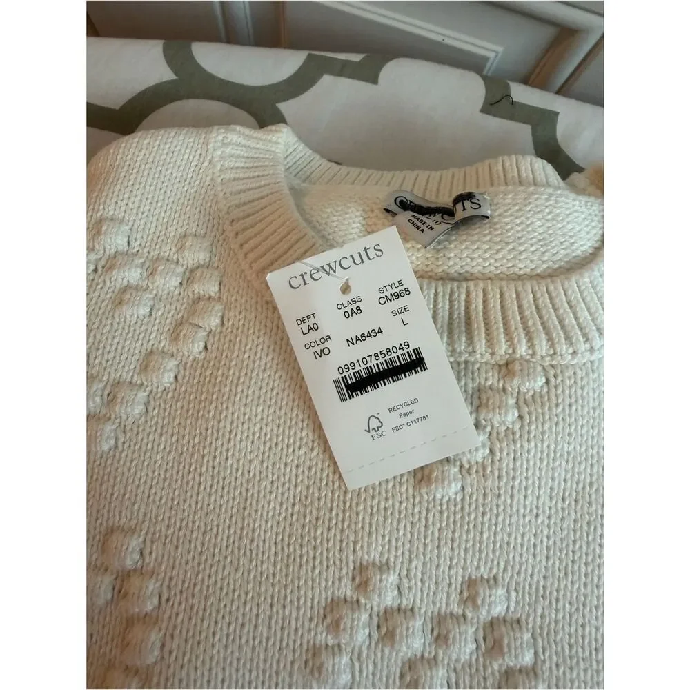 J.Crew Girls' heart-bobble sweater NWT Size L (10-11)